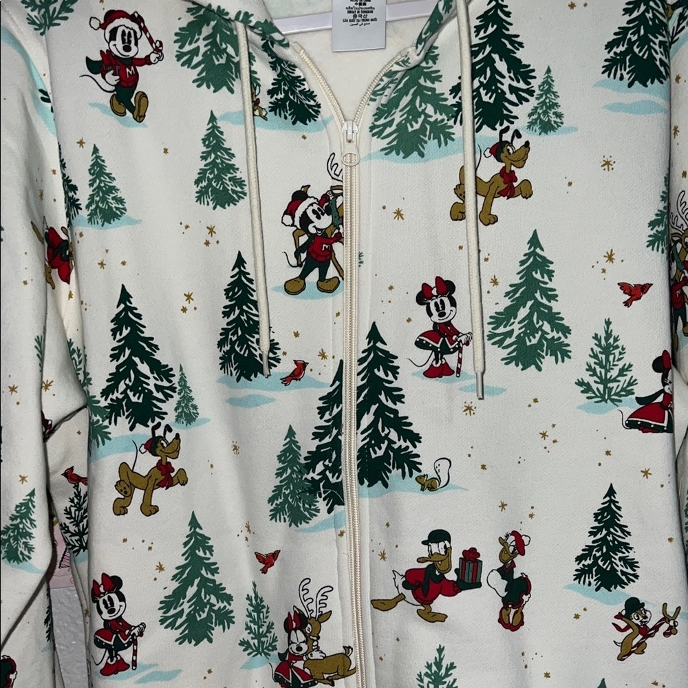 Disney Green and Cream Zip-Up Hoodie XL - Picture 3 of 5
